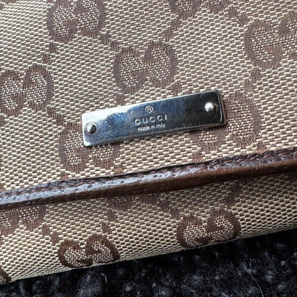 Gucci Tan and Brown Monogram Clutch